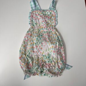 Lullaby set Floral Baby Romper with Blue Straps size 12 months